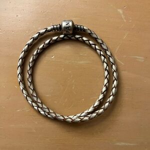 Pandora braided leather charm bracelet